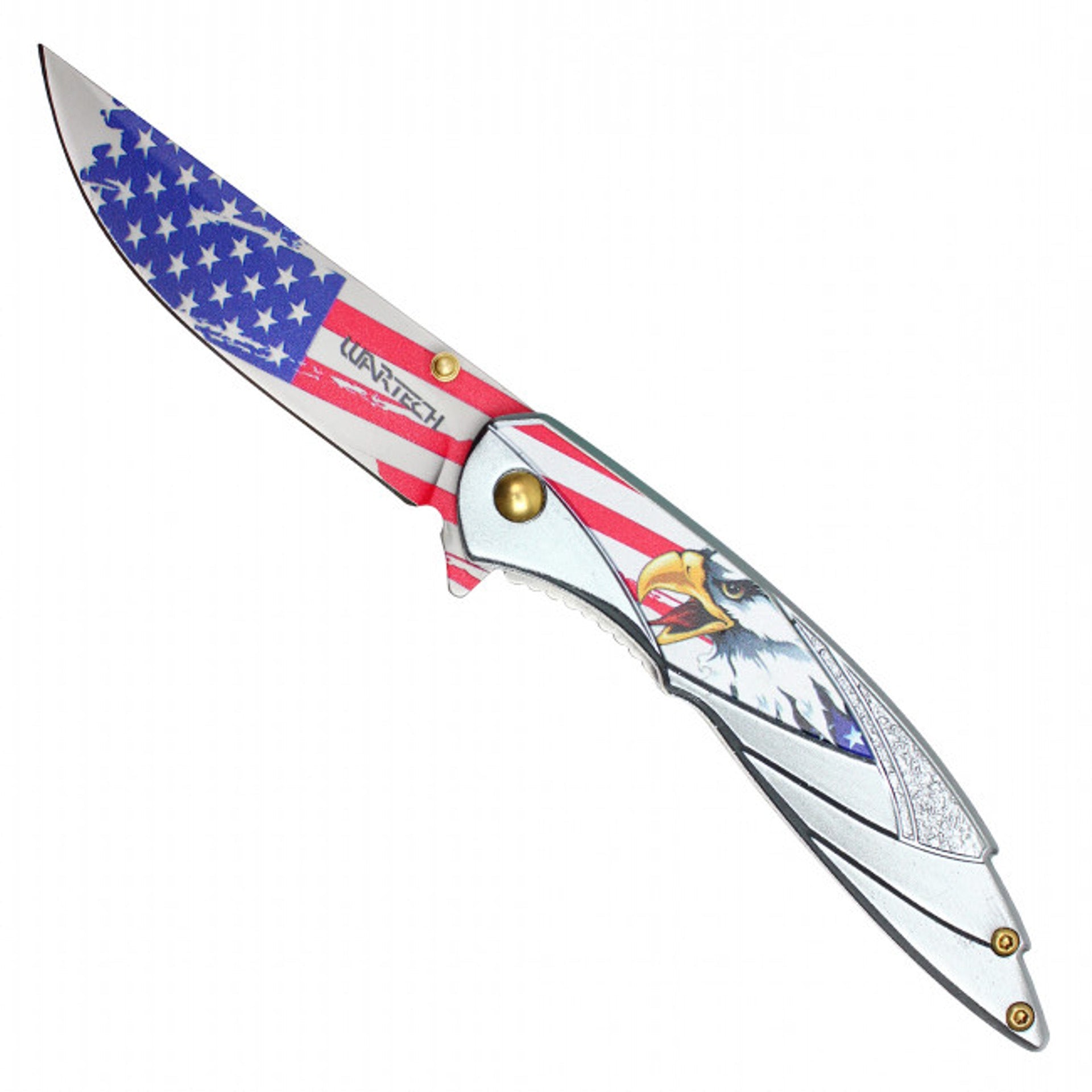 8" Silver USA Patriotic Pocket Knife
