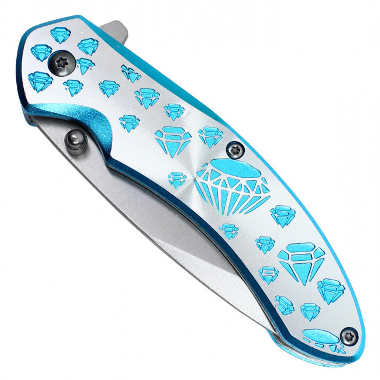 7" Blue Diamond Folding Pocket Knife