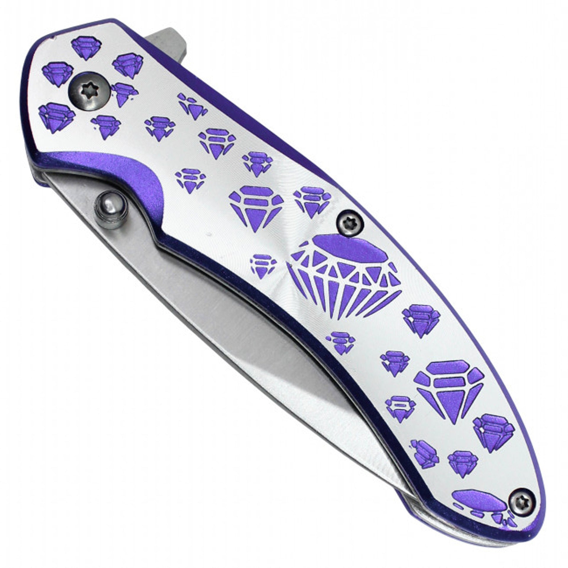 7" Purple Diamond Pocket Knife