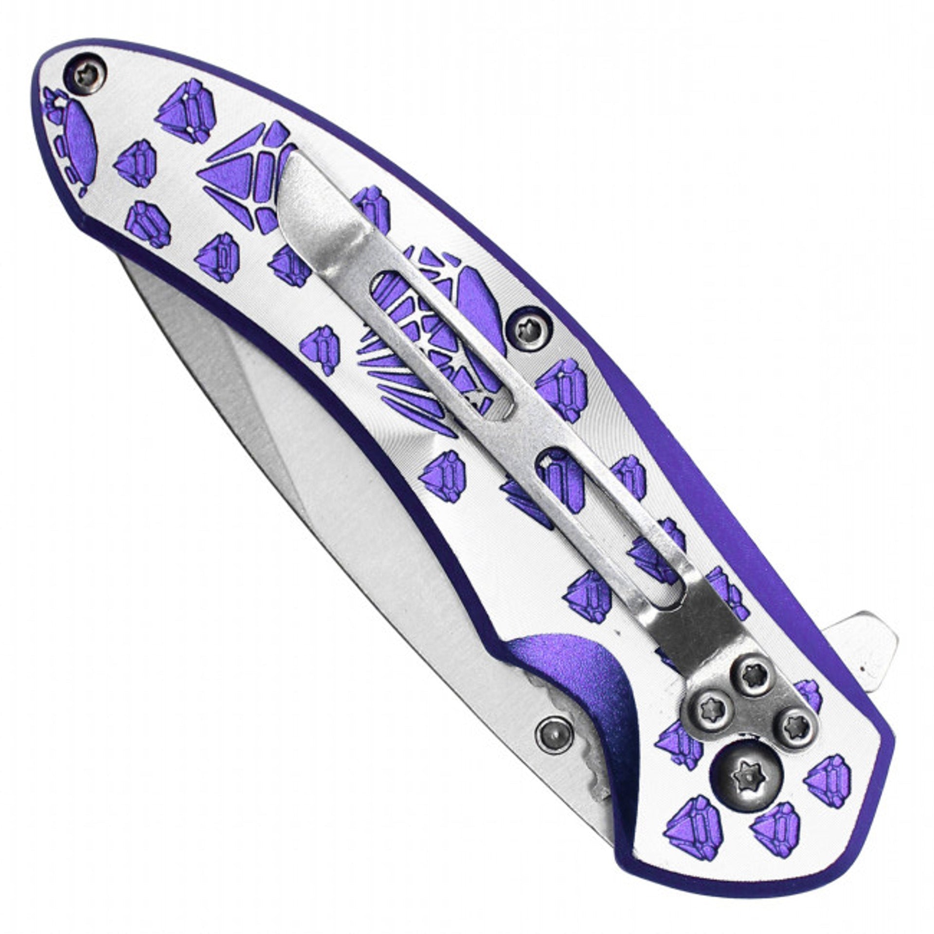 7" Purple Diamond Pocket Knife