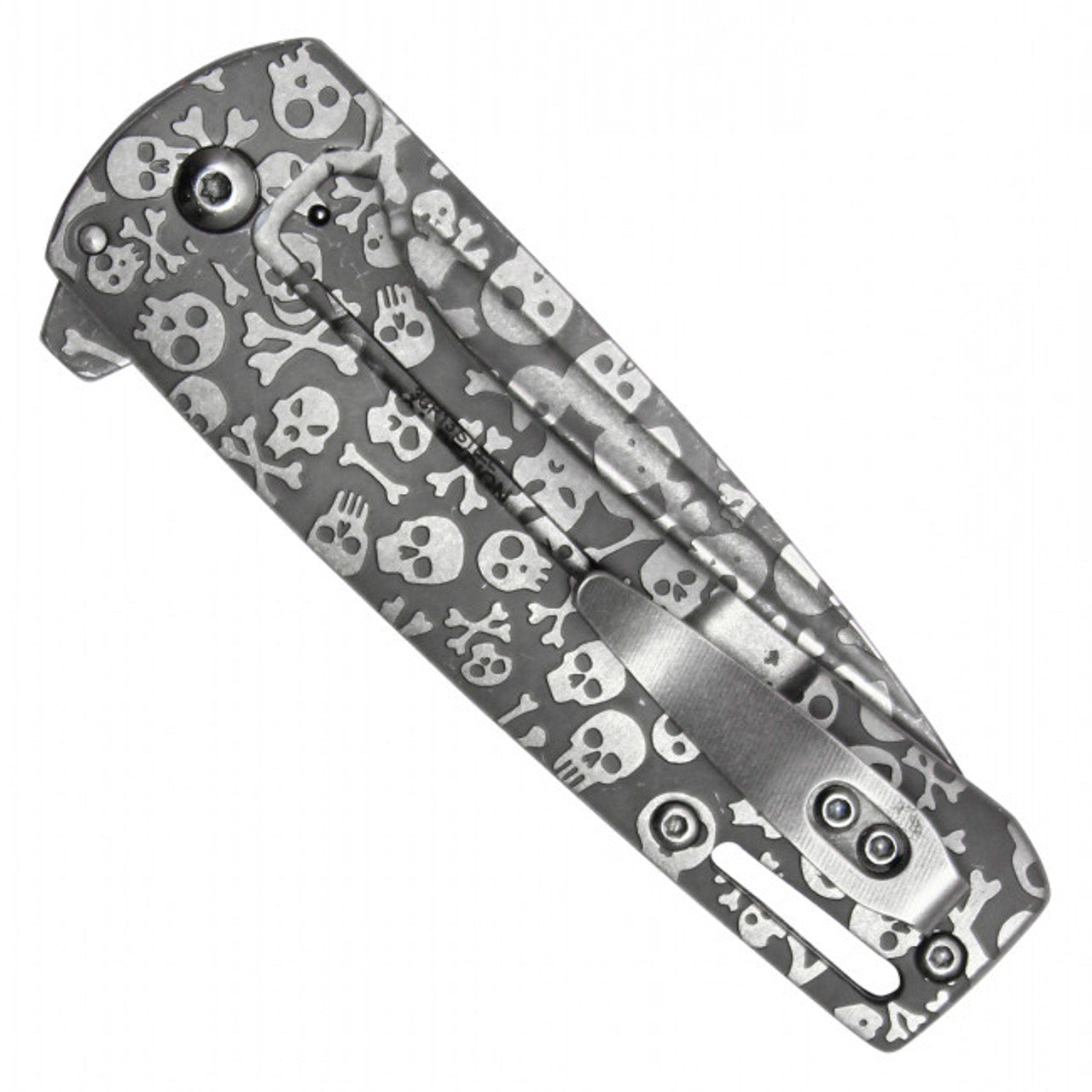7" Silver Skull Pocket Knife