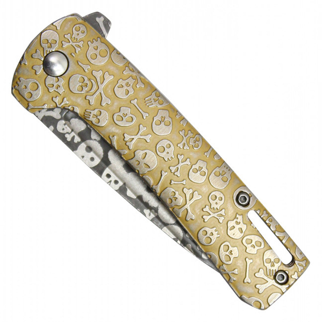 7" Skull Reaper Gold Pocket Knife
