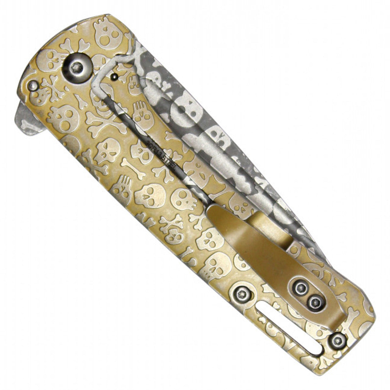 7" Skull Reaper Gold Pocket Knife