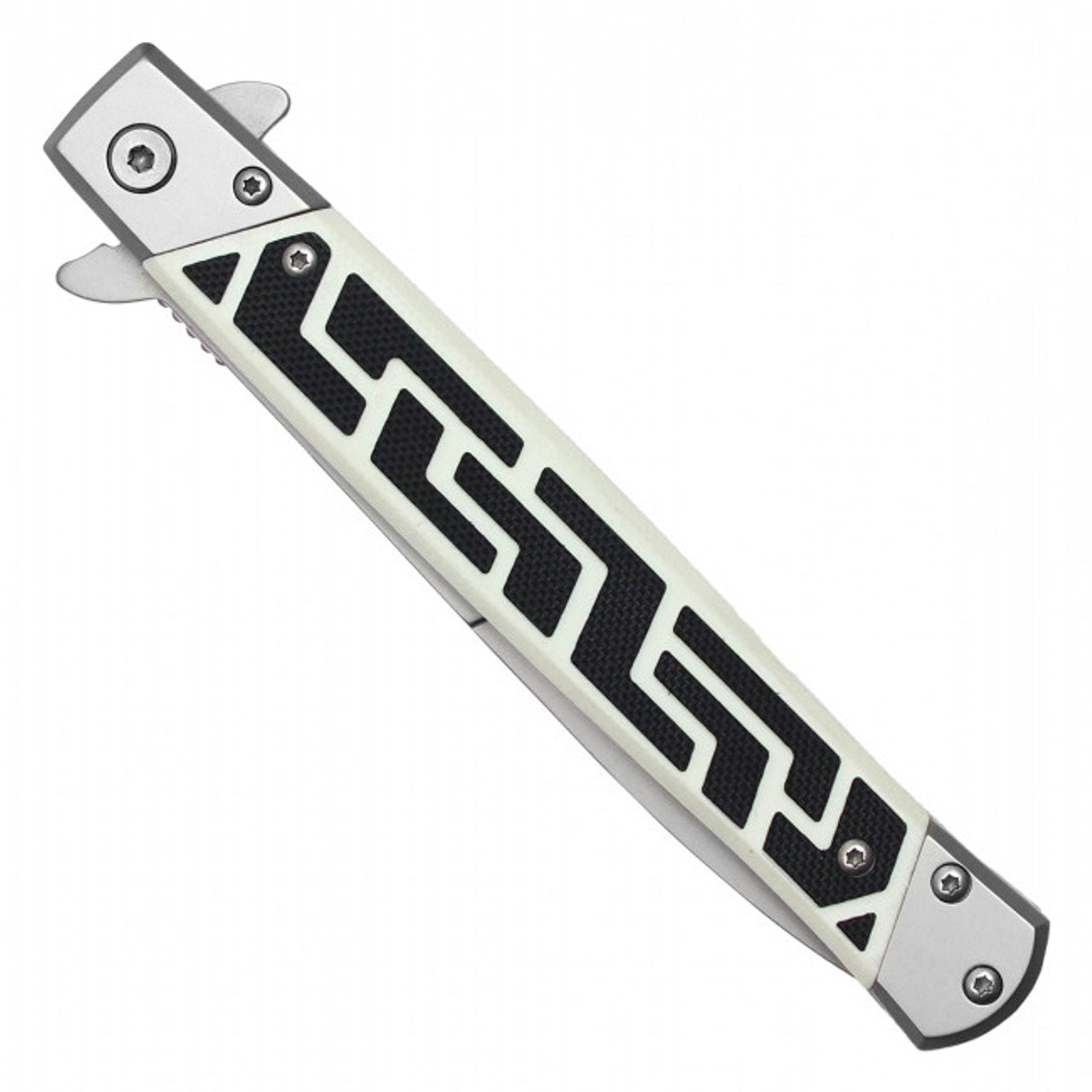 9.5" White Stiletto Pocket Knife – 3CR13 Steel Blade & G10 Handle