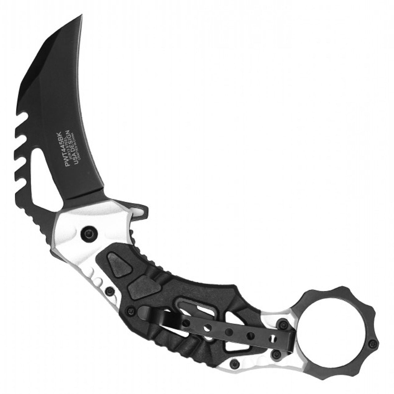 7.25" Black Pocket Karambit with Serrated Edge