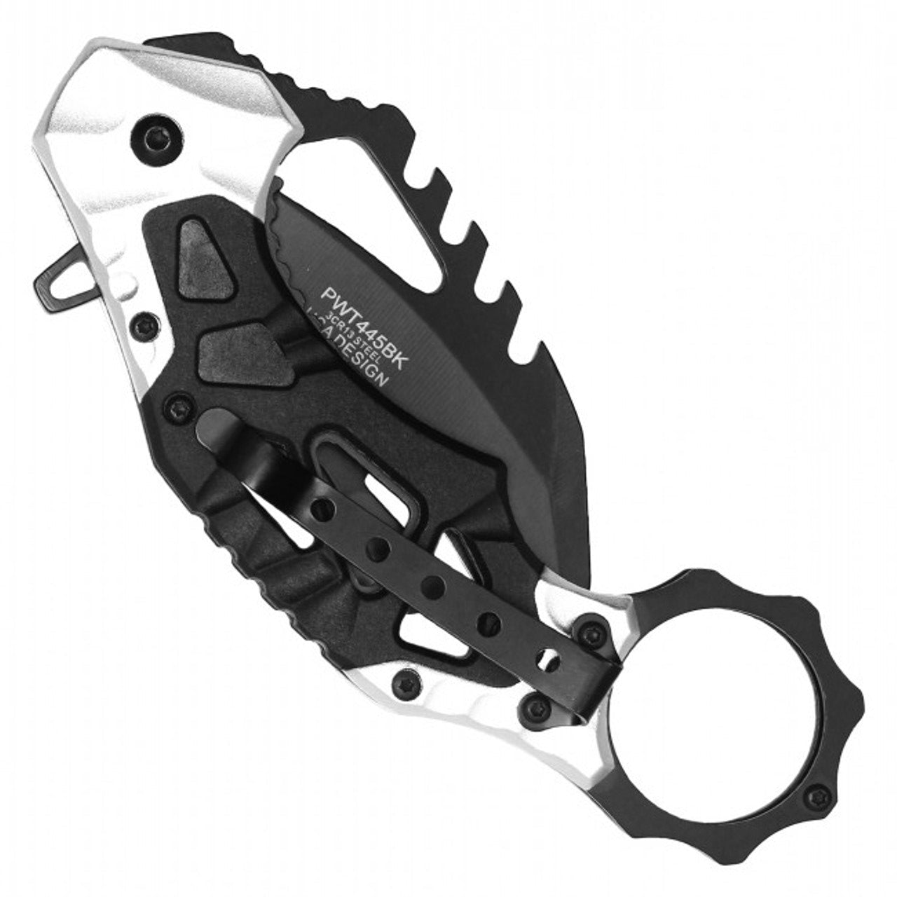 7.25" Black Pocket Karambit with Serrated Edge