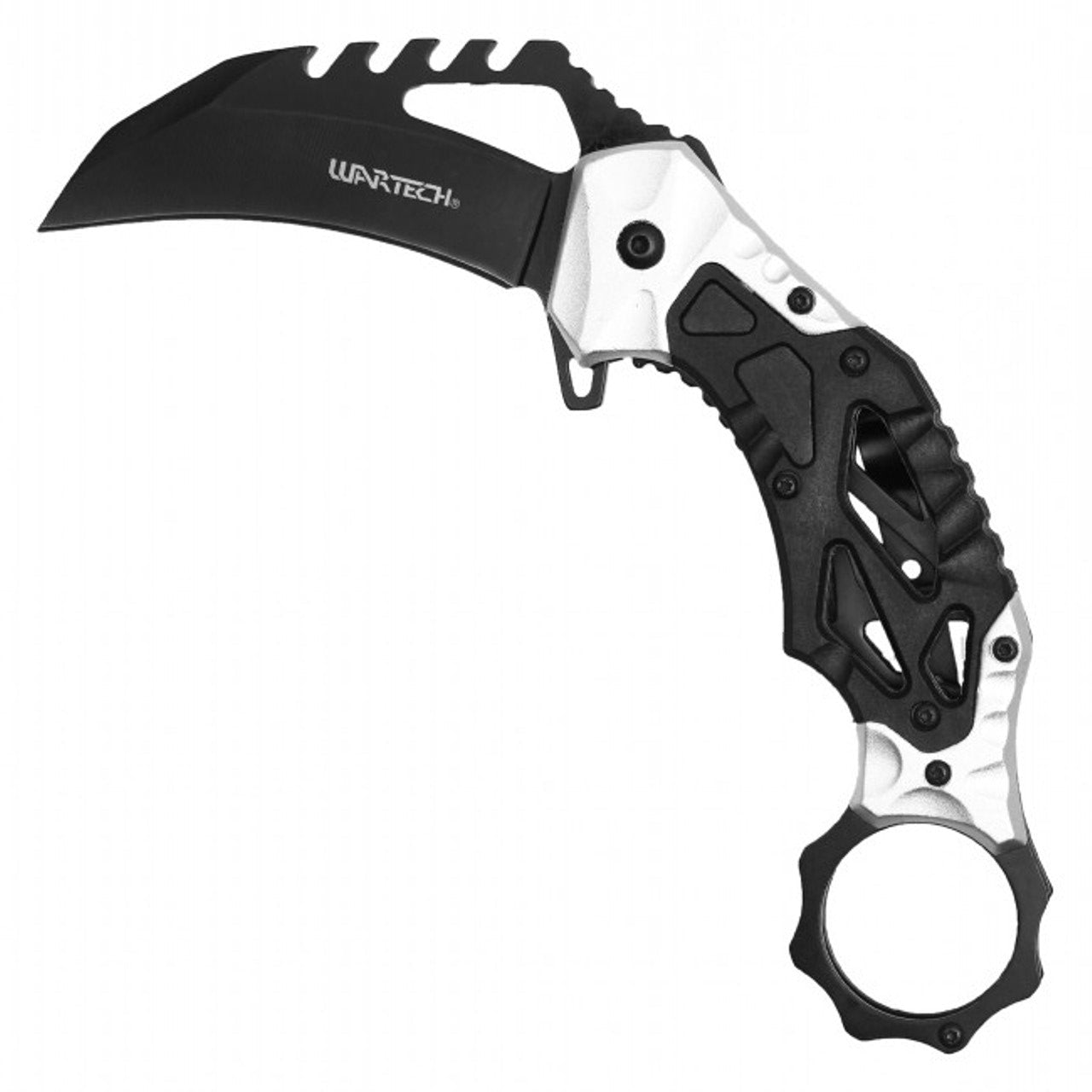 7.25" Black Pocket Karambit with Serrated Edge