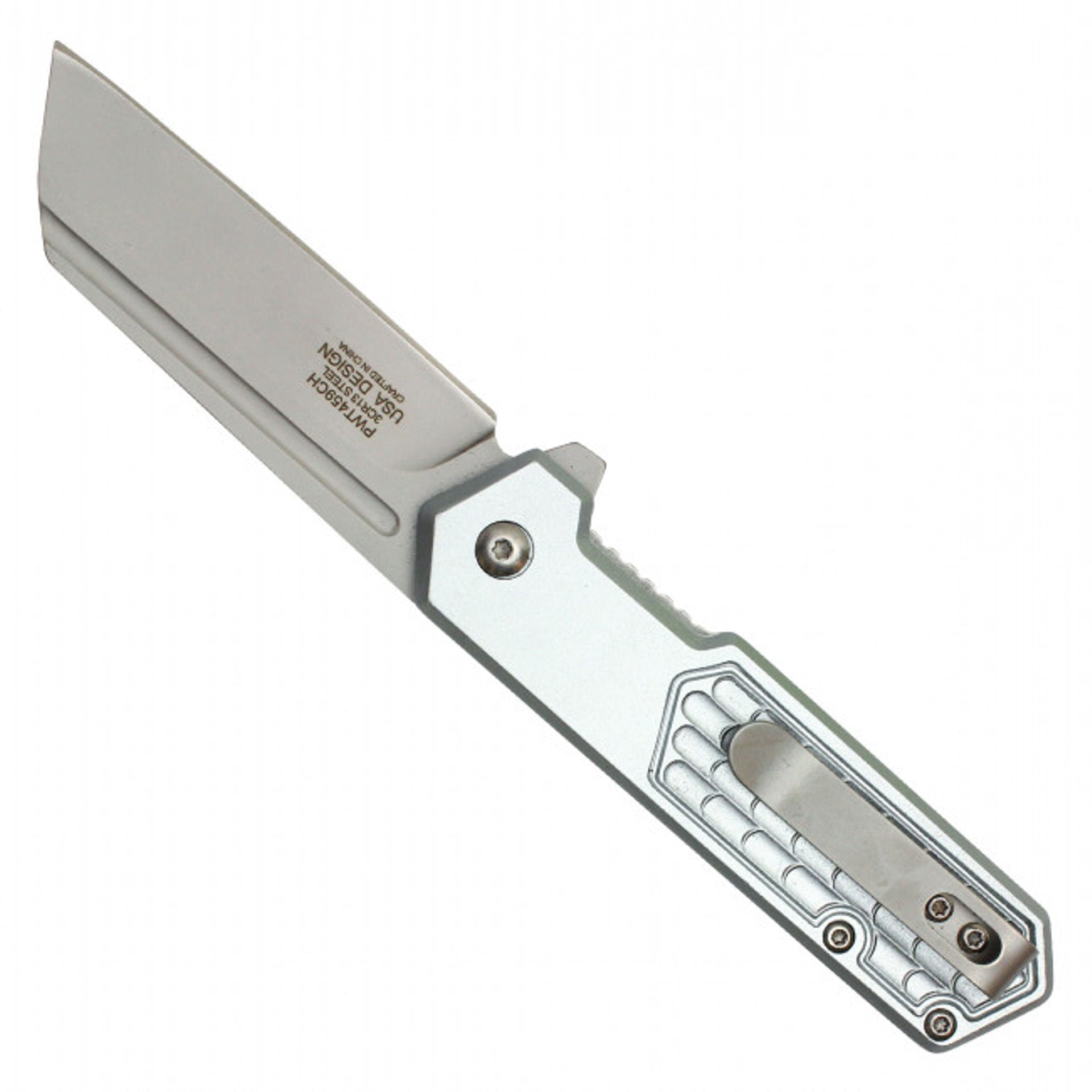 7" Silver Cleaver Pocket Knife