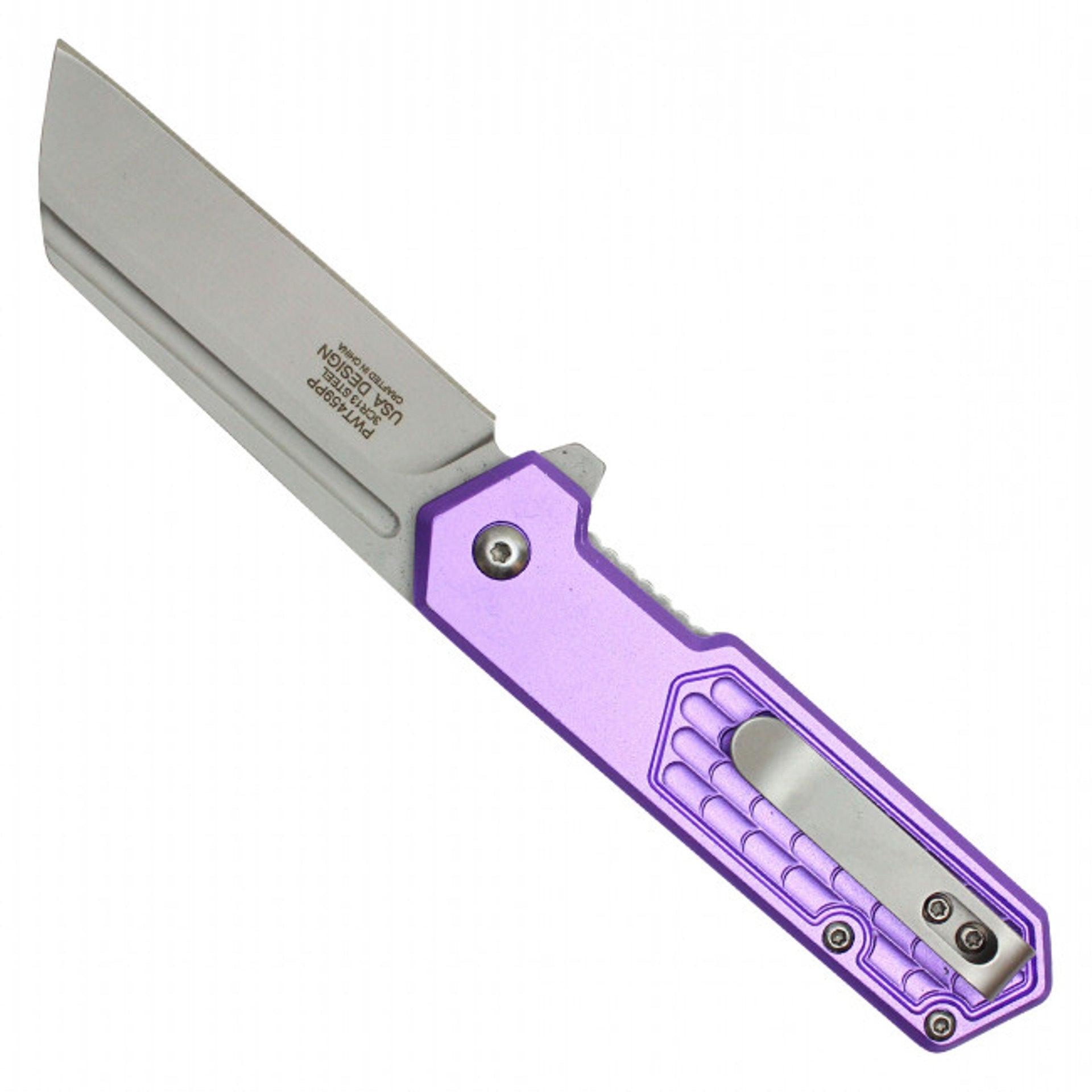 7" Purple Cleaver Pocket Knife