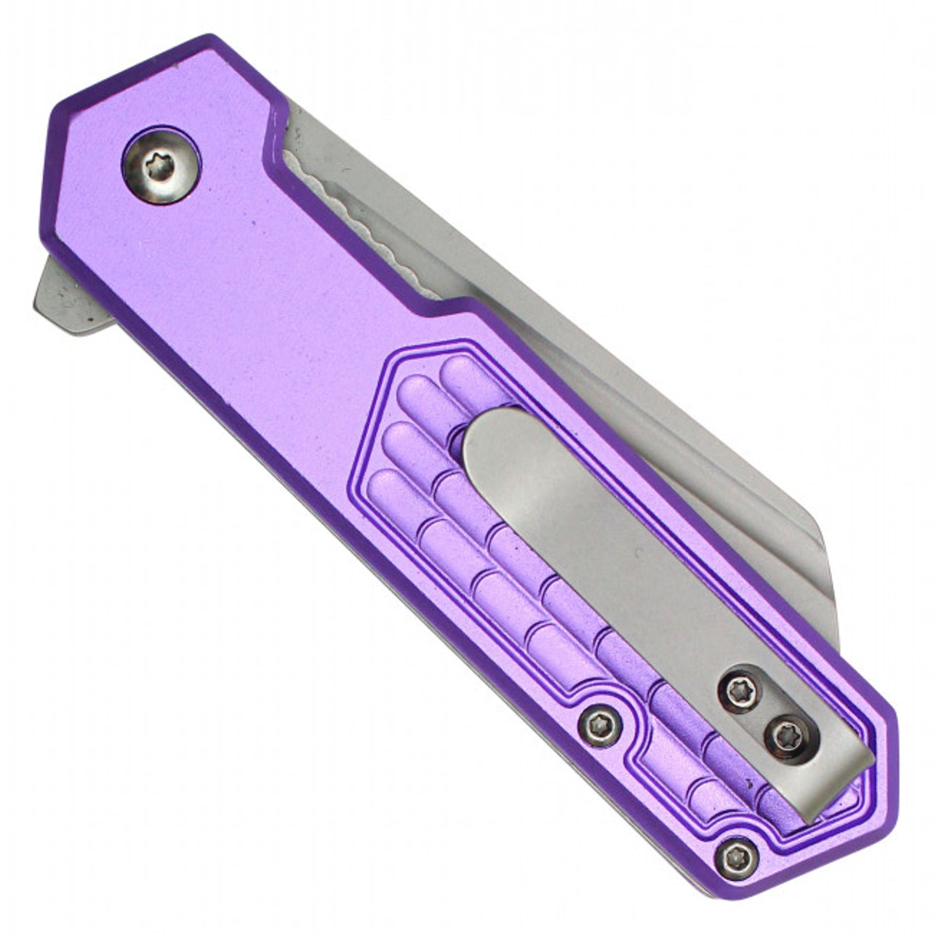 7" Purple Cleaver Pocket Knife