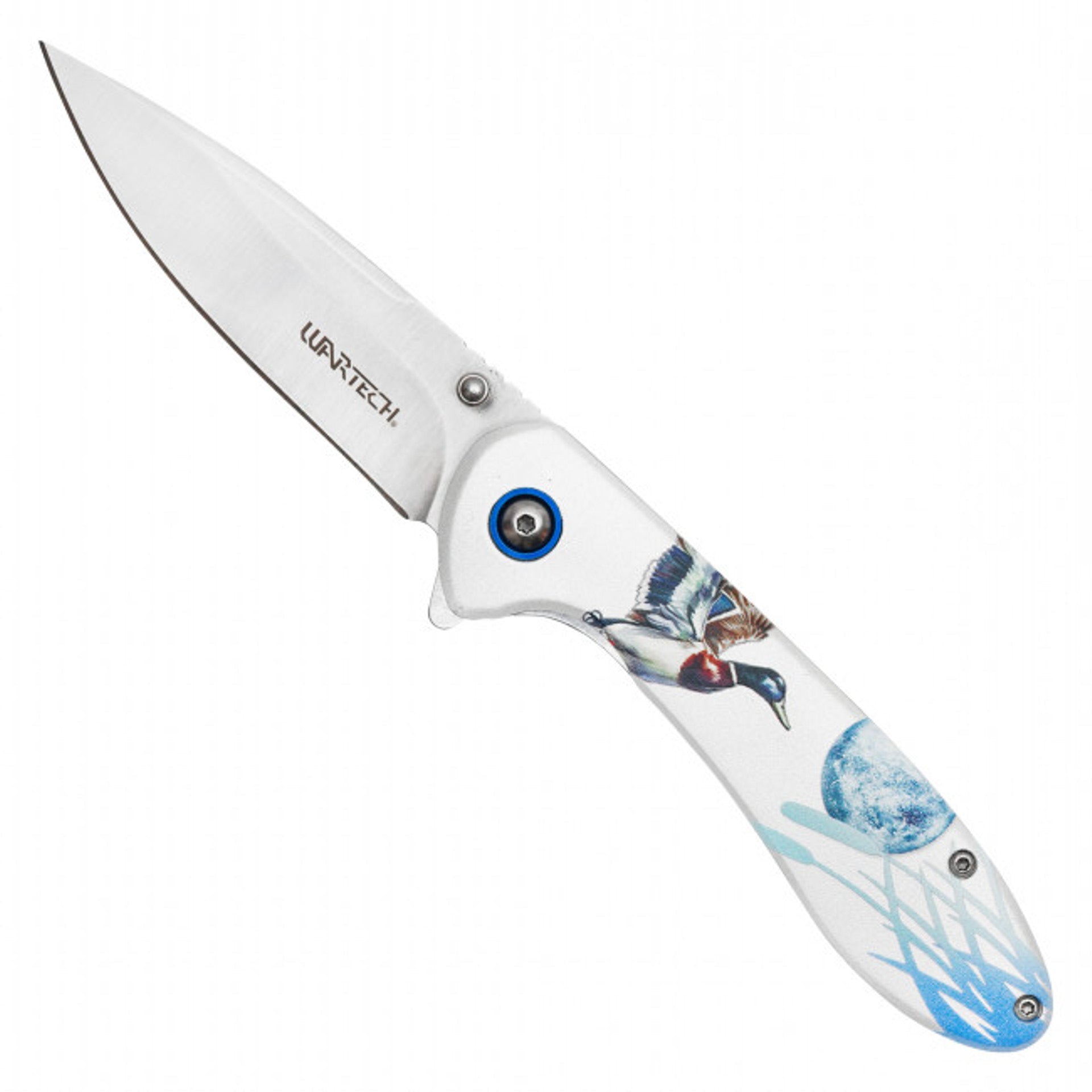 8" Silver Duck Folding Pocket Knife - Stainless Steel Blade with Nature Print Handle