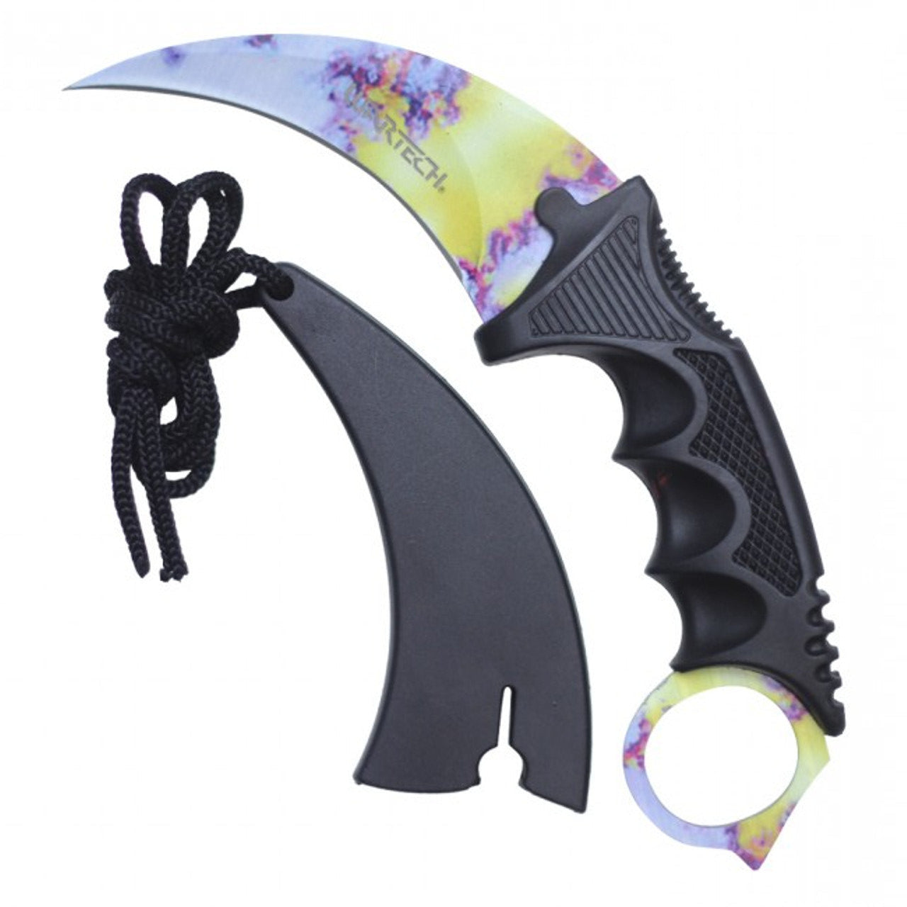 8" Military Tactical Karambit Necklace Knife - Tie Dye