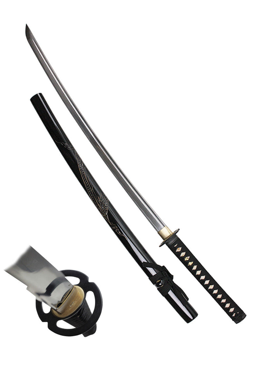 Onikiri Full Tang Blade Samurai Katana Sword with Real Rayskin and Sword Bag - Dragon