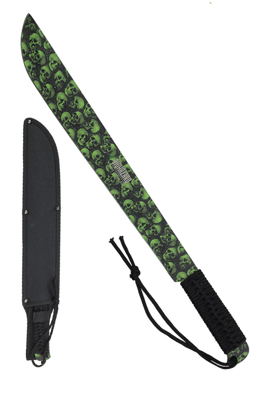 18" Jungle Zombie Machete with Green Blade & Black Cord-Wrapped Handle