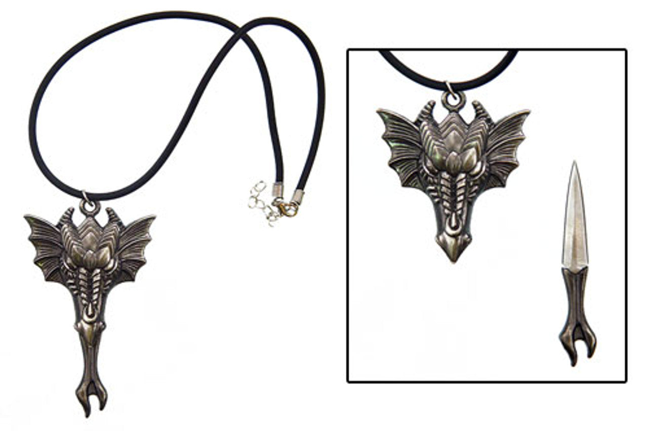 Dragon Head Necklace with Stainless Steel Blade | Cross Handle Design