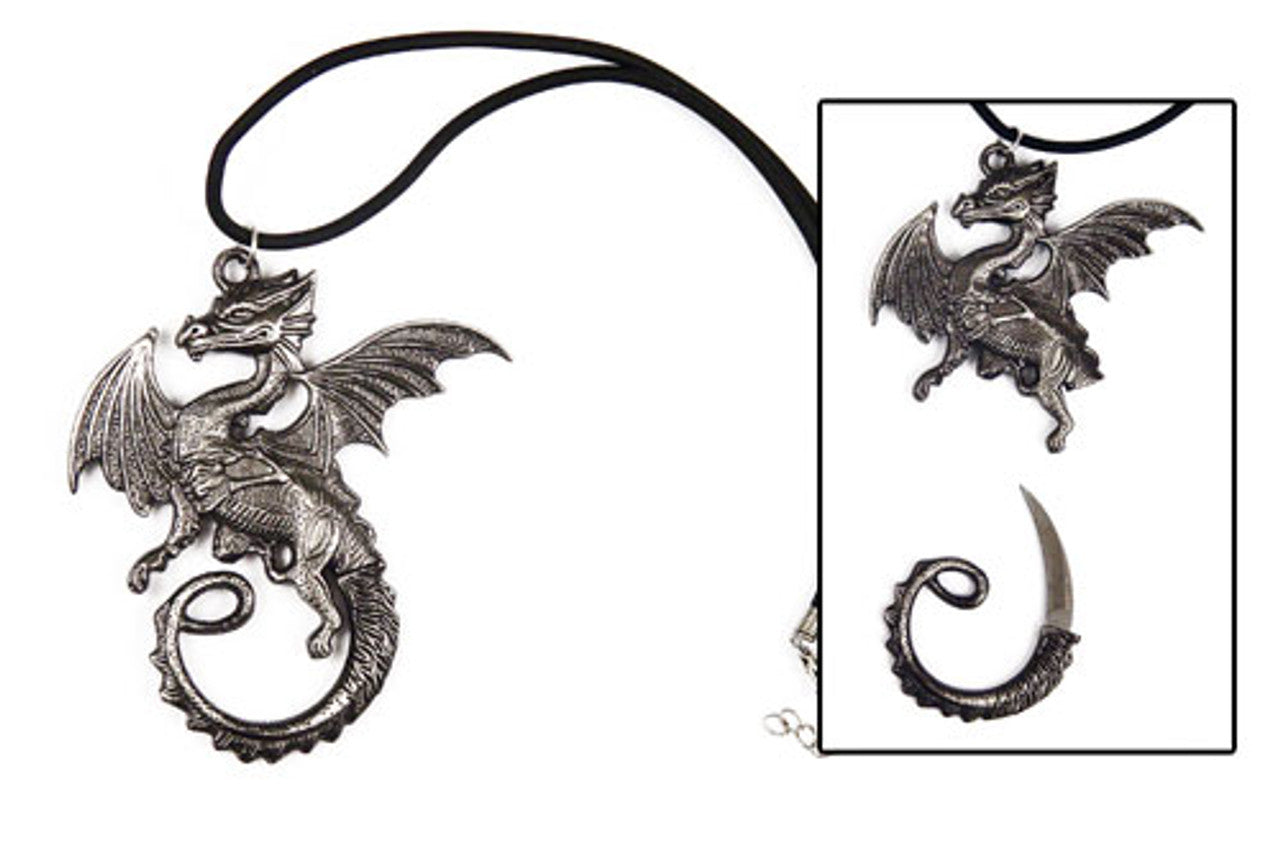Dragon Style Necklace with Stainless Steel Blade | Unique Cross Handle Design