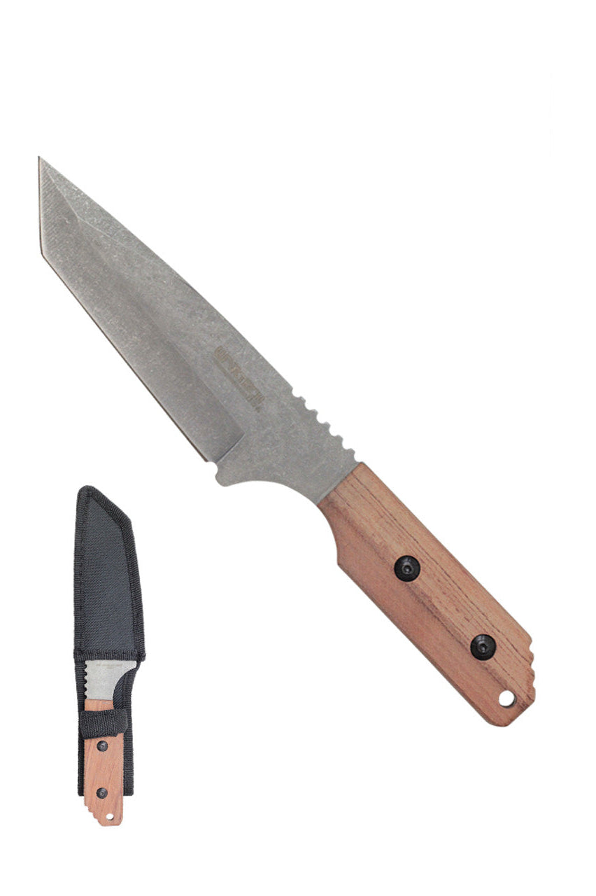 10" Full Tang Stonewash Blade Hunting Knife with Wood Handle