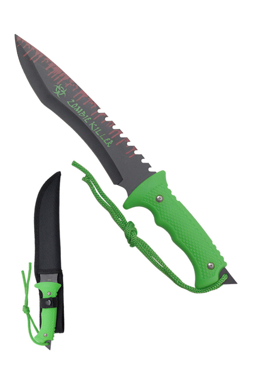 13" Zombie Killer Hunting Tactical Knife – Serrated Blade with Sheath