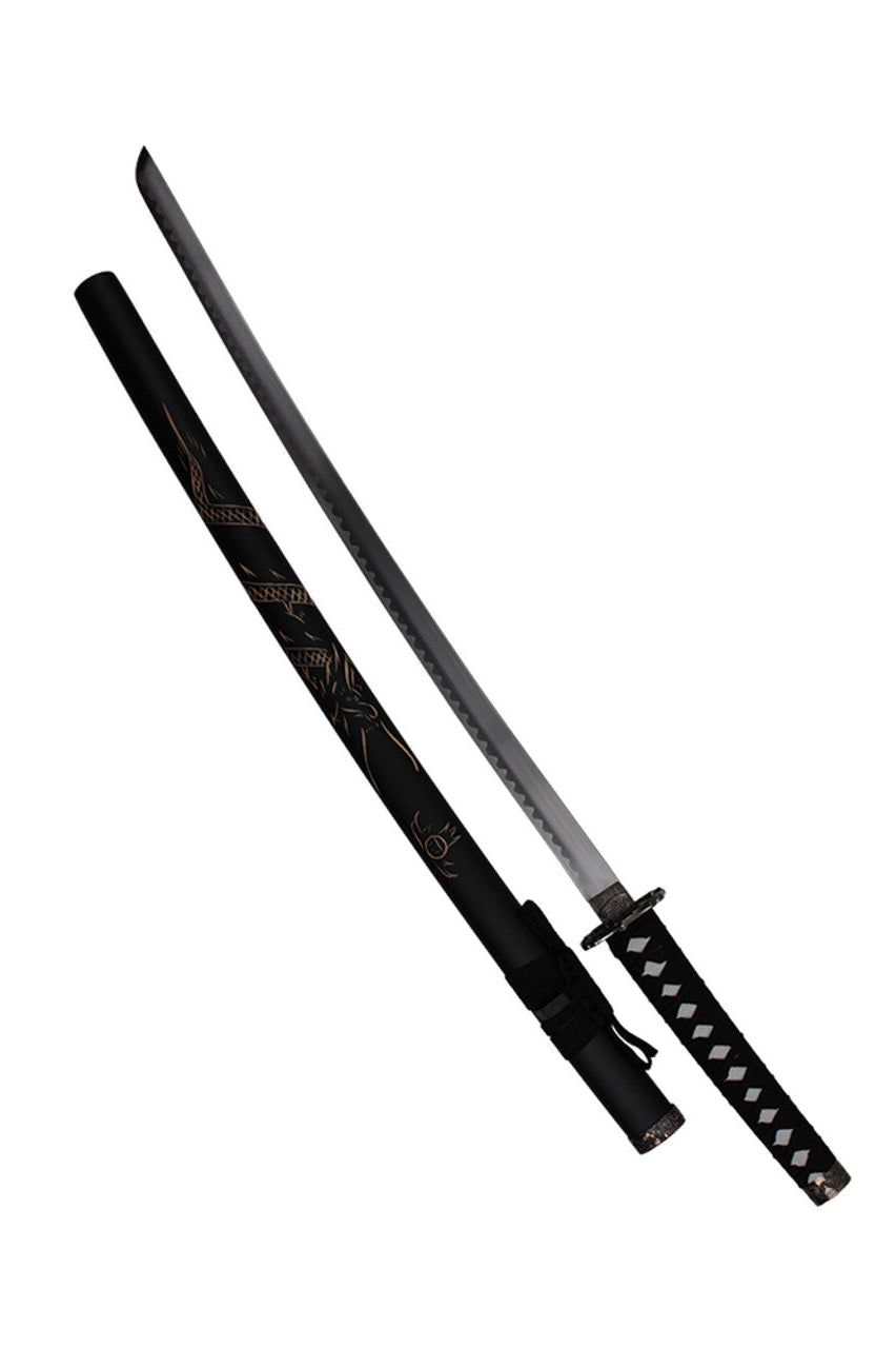 Obsidian Dragon Katana with Engraved Scabbar