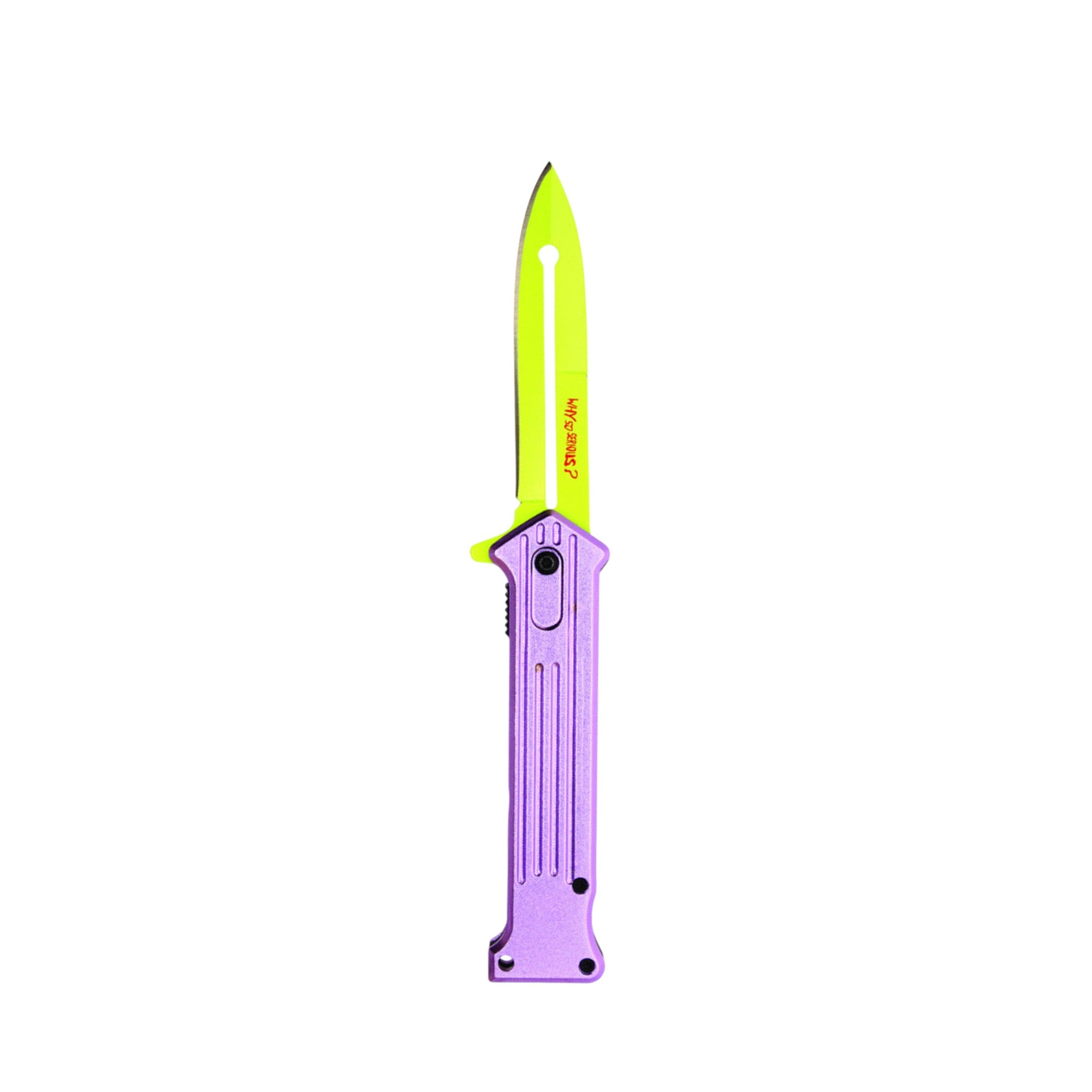 8" "WHY SO SERIOUS" Purple Pocket Knife – Bold Design & Razor-Sharp Edge