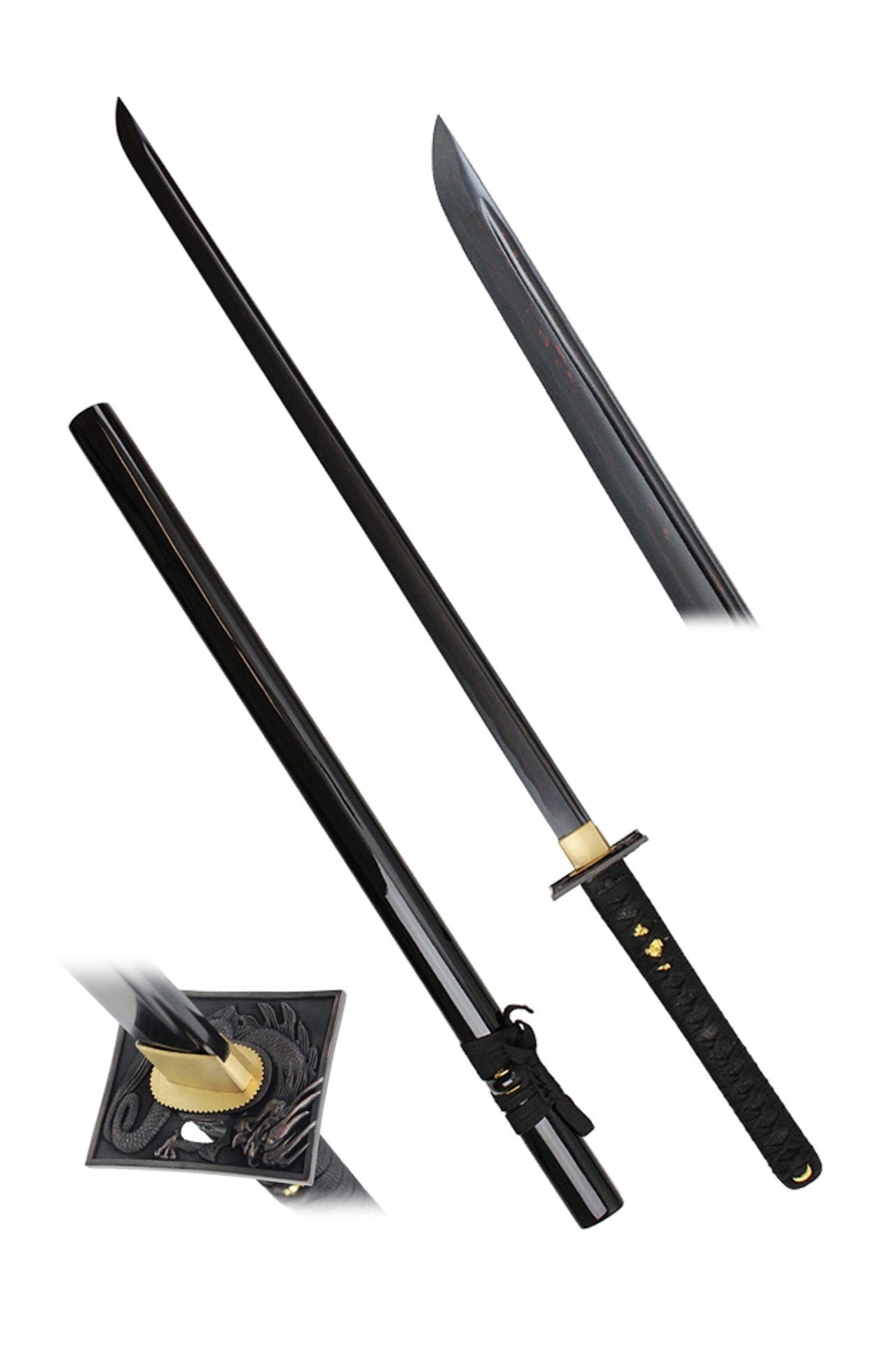 Onikiri Full Tang Folded Carbon Steel Japanese Ninja Katana Sword with Dragon Tsuba