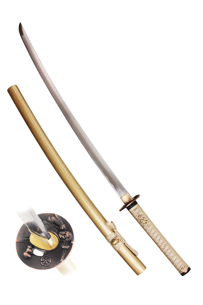 Onikiri Full Tang Nobunaga Katana Sword with Golden Scabbard