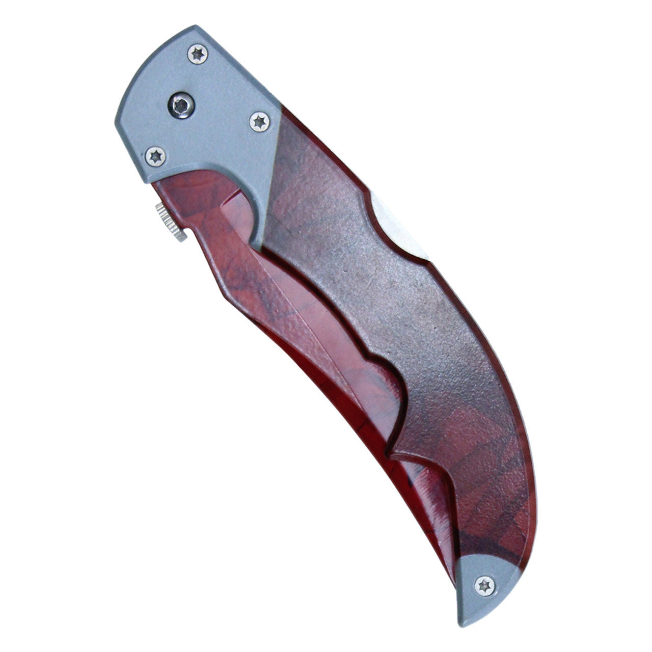 Buckshot Knives Non-Spring Assisted Folding Knife – Red Tiger Stripe