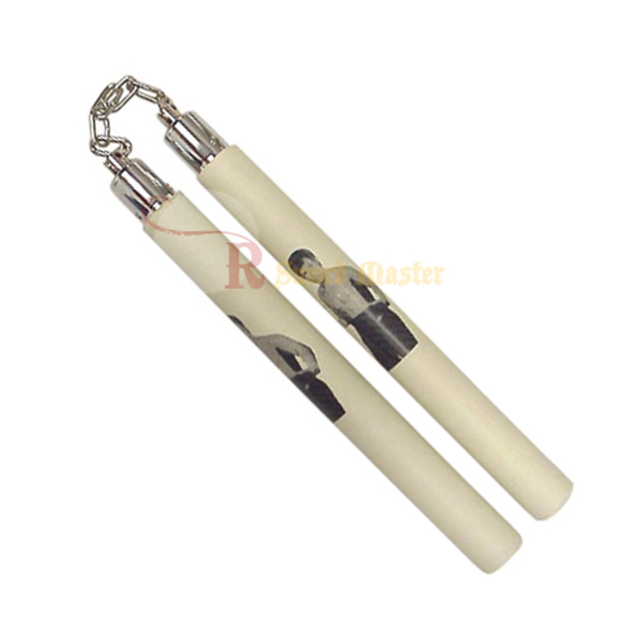 White Bruce Lee II Foam Padded Nunchucks with Chain