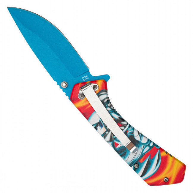 Blue-Eyes Toon Dragon Assisted Opening Pocket Knife – Yu-Gi-Oh Inspired