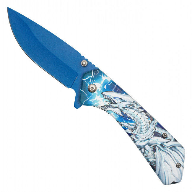 Blue-Eyes White Dragon Assisted Opening Pocket Knife – Yu-Gi-Oh Inspired