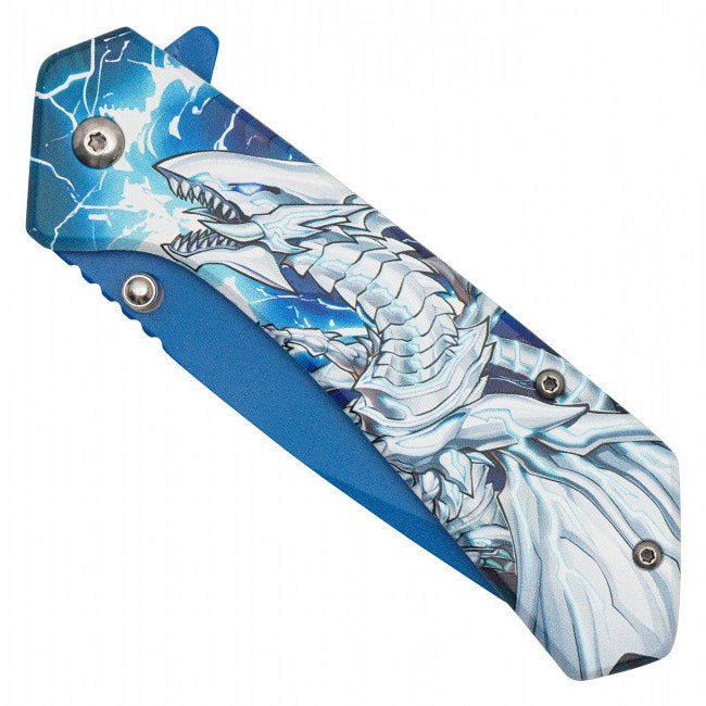 Blue-Eyes White Dragon Assisted Opening Pocket Knife – Yu-Gi-Oh Inspired