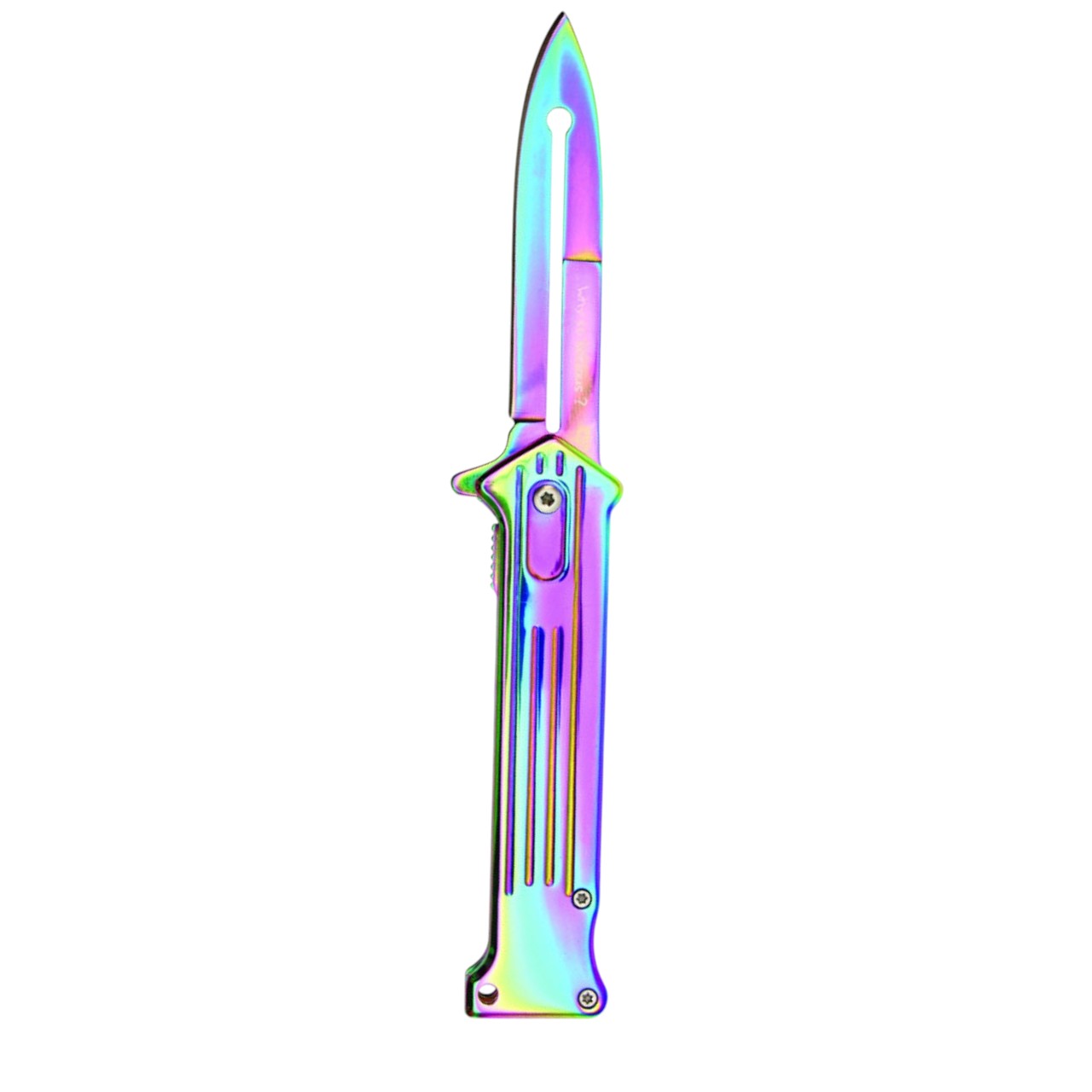 8" Rainbow Titanium Joker Spring-Assisted Pocket Knife – Bold, Sharp & Ready for Action