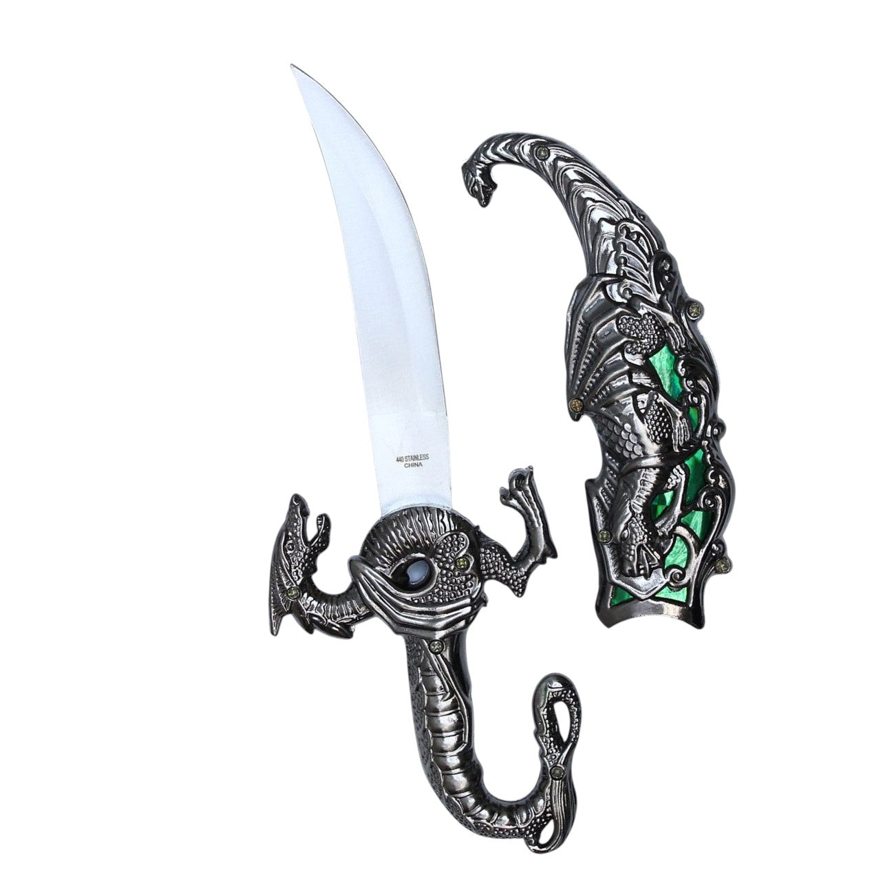 Fighting Dragon Fantasy Dagger – Small Edition (Green) | Legendary Design & Razor-Sharp Edge