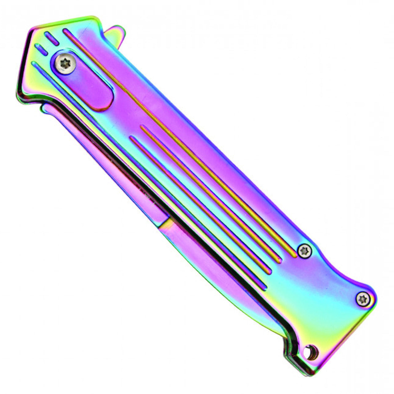 8" Rainbow Titanium Joker Spring-Assisted Pocket Knife – Bold, Sharp & Ready for Action