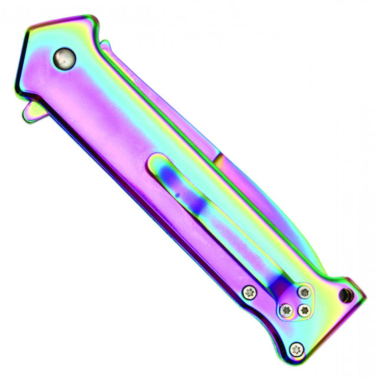 8" Rainbow Titanium Joker Spring-Assisted Pocket Knife – Bold, Sharp & Ready for Action