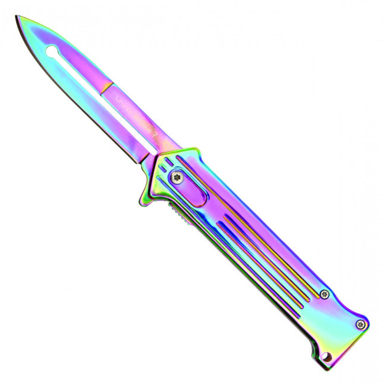8" Rainbow Titanium Joker Spring-Assisted Pocket Knife – Bold, Sharp & Ready for Action