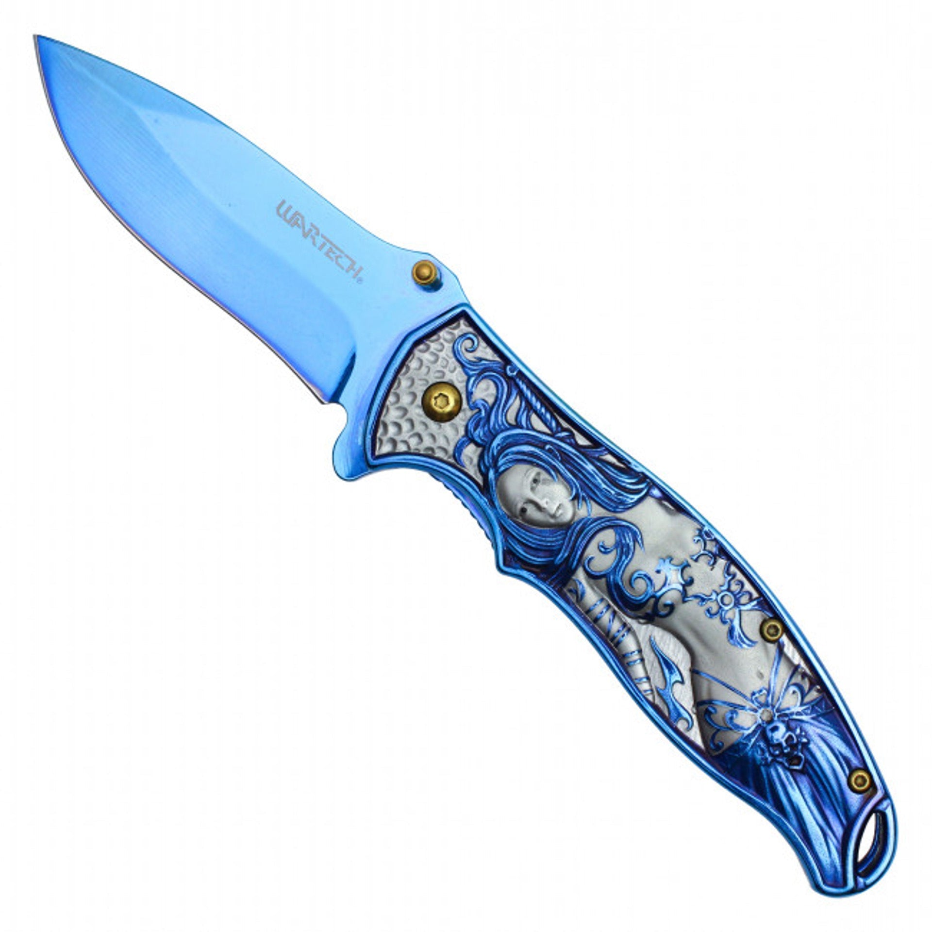 8.25" Mermaid Pocket Knife – Blue Blade & 3D Mermaid Handle