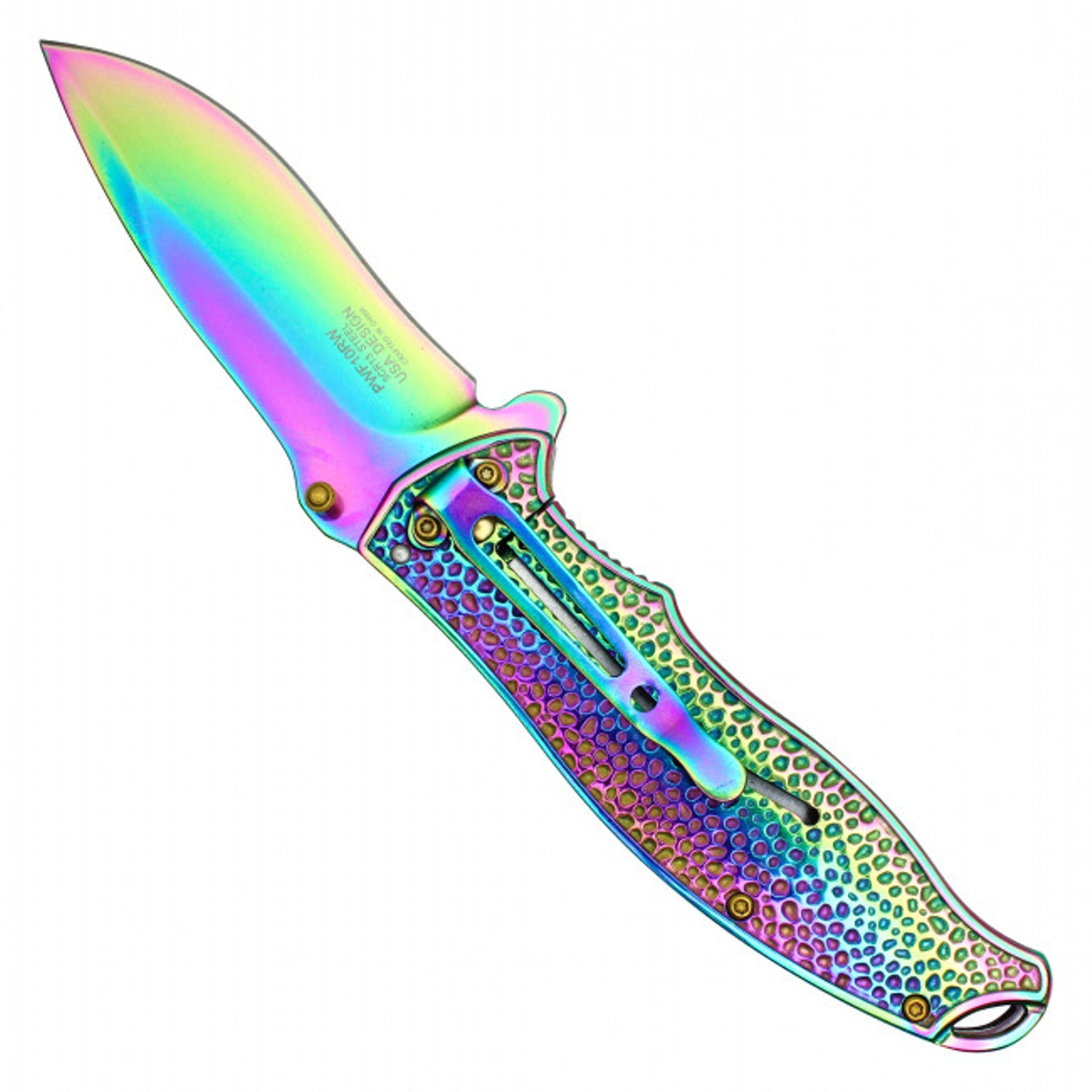 8.25" Mermaid Pocket Knife – Rainbow Blade & 3D Mermaid Handle