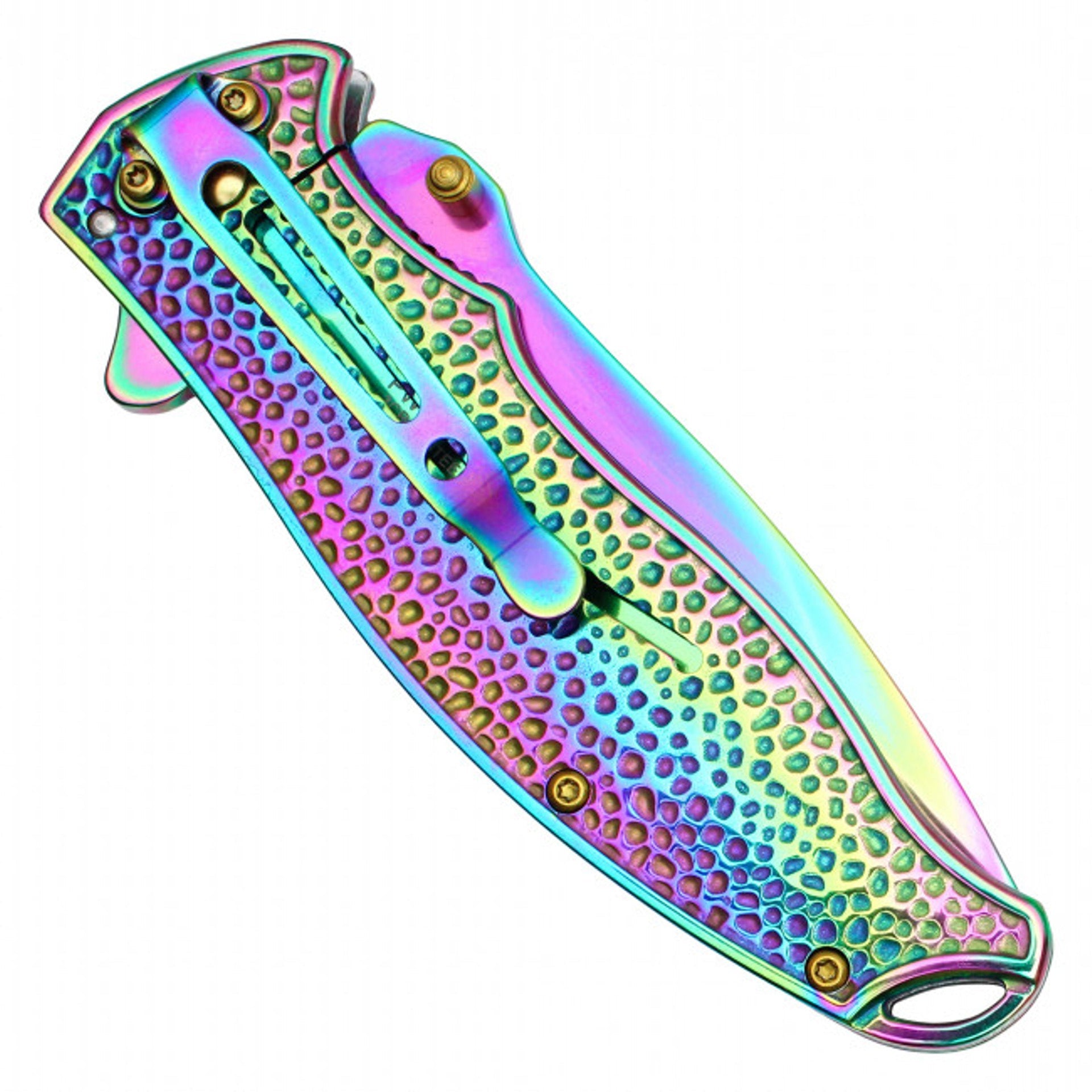 8.25" Mermaid Pocket Knife – Rainbow Blade & 3D Mermaid Handle