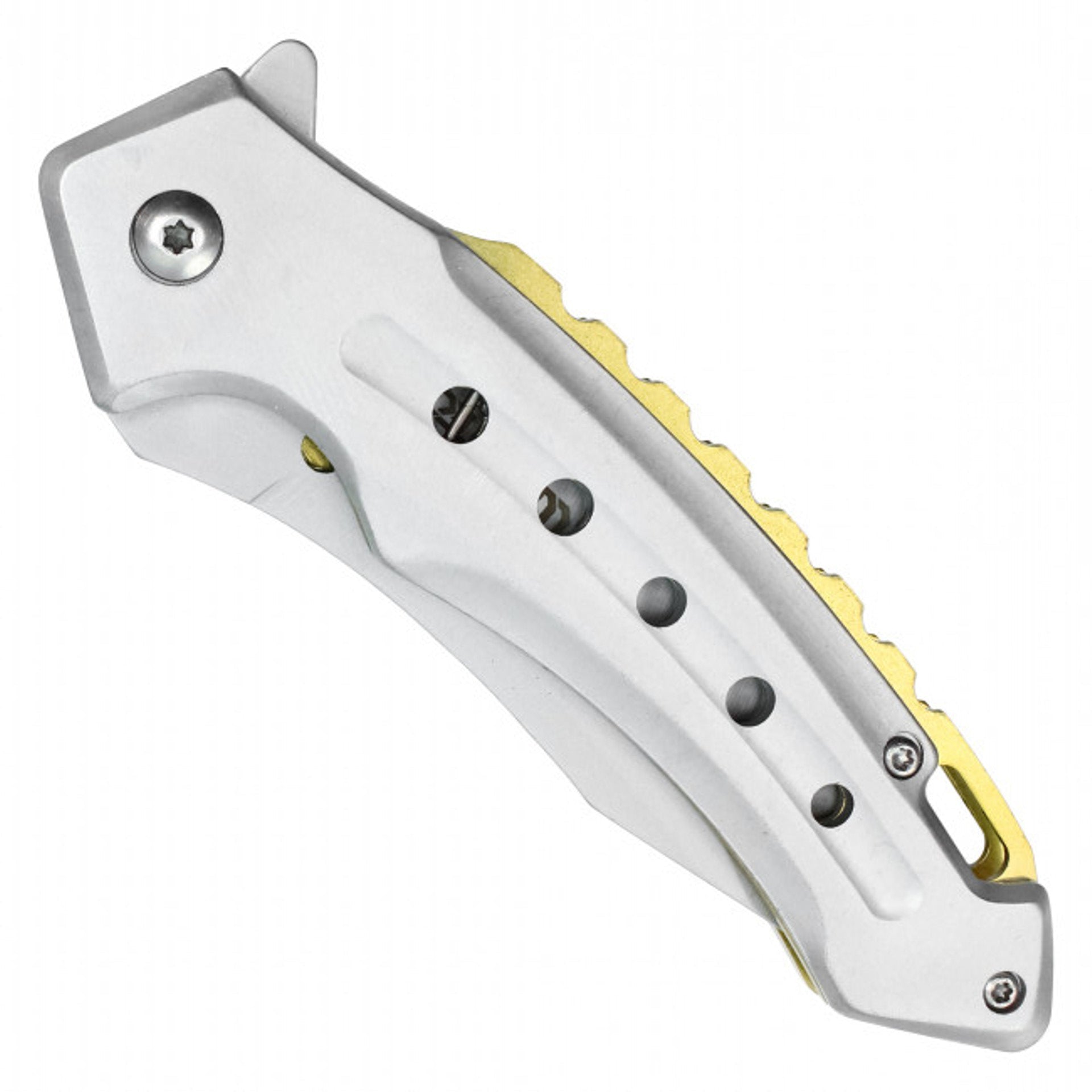 8" Curved Pocket Knife – Chrome Finish & Yellow Handle