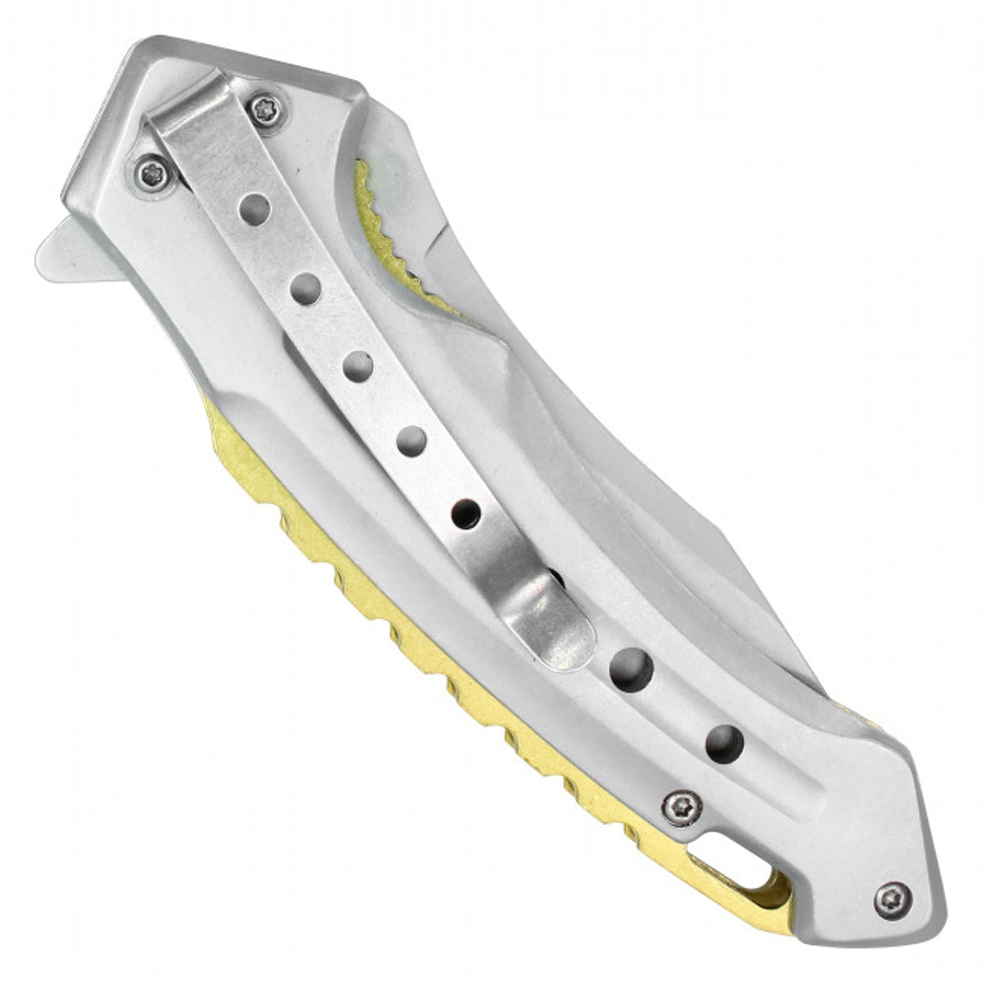 8" Curved Pocket Knife – Chrome Finish & Yellow Handle