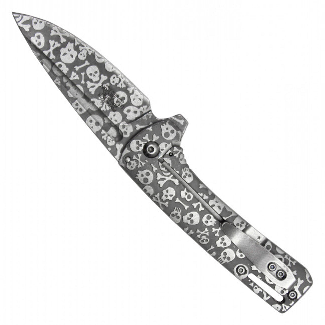 7" Silver Skull Pocket Knife
