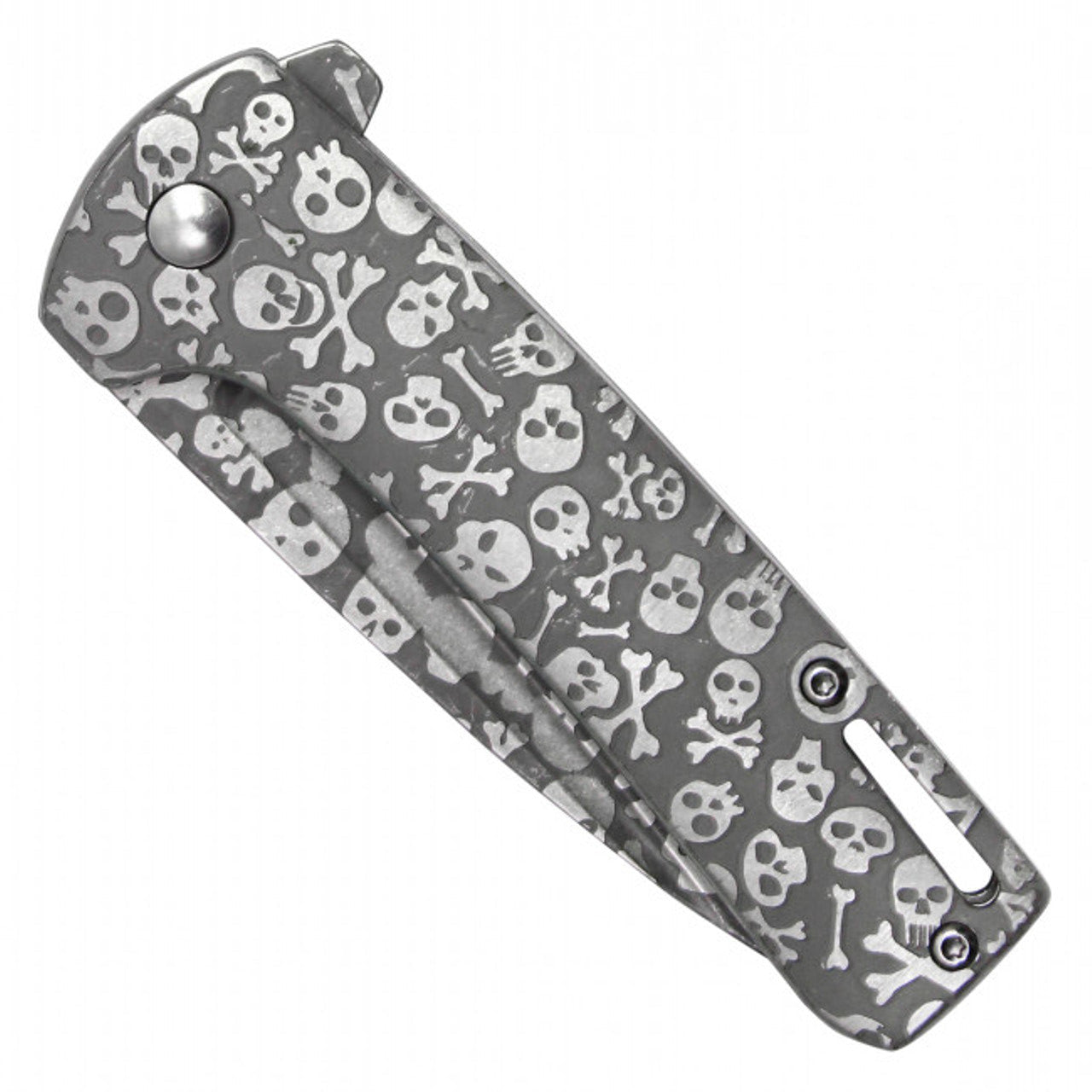 7" Silver Skull Pocket Knife