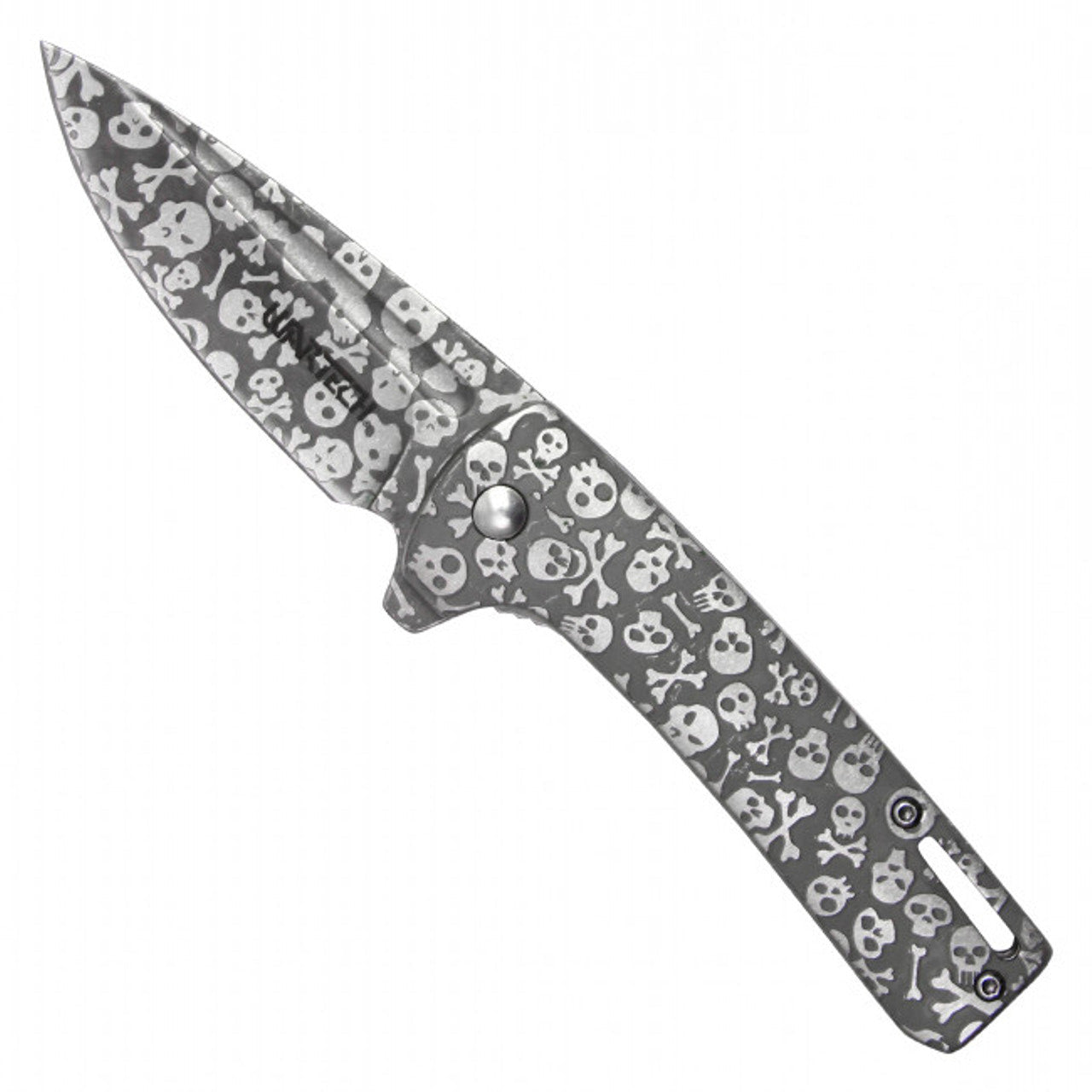 7" Silver Skull Pocket Knife